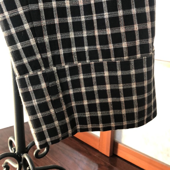 ZARA BASIC plaid print wide leg cropped pants - black & Ivory (Sz. Small) - Picture 5 of 8